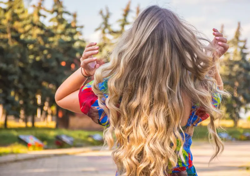 Seamlessly blended extensions showing perfect long flowing volume